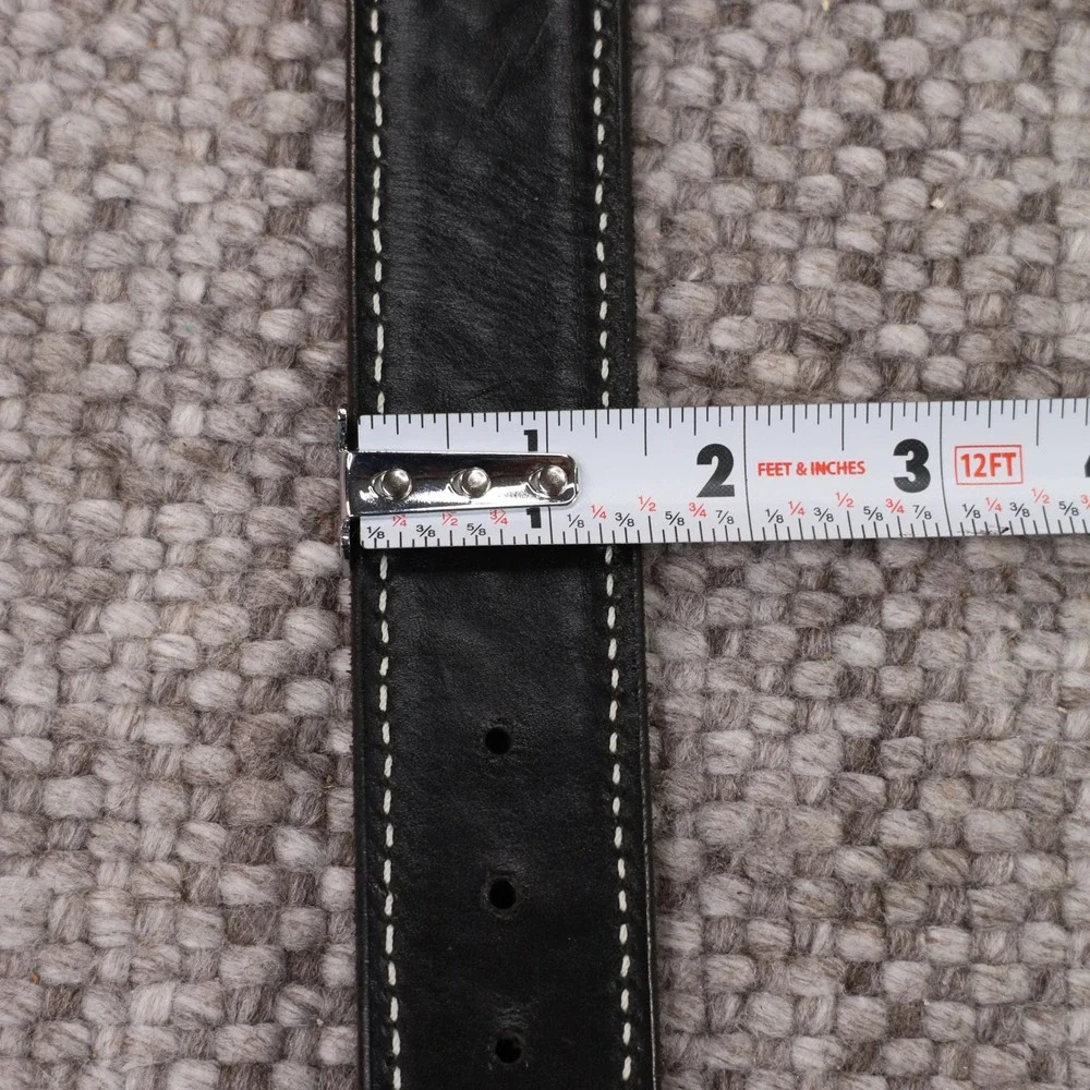 Lewis Saddlery Basketweave Leather Belt Mens 48 Black Western Contrast Stitch